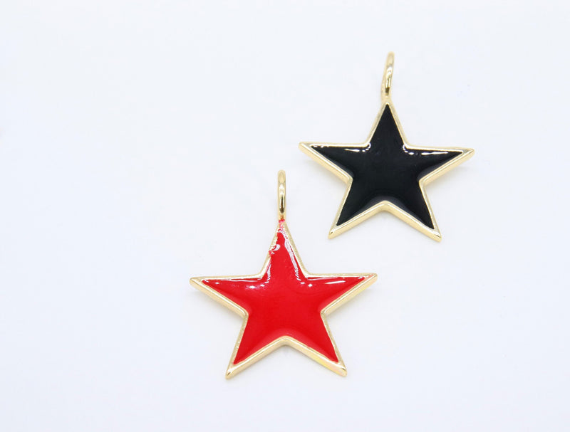 Star Charms and Pendants, Small or Large Gold Starburst in White