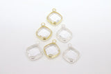 Gold Diamond Shaped Charms, 2 Pcs Silver Diamond Bezel Clear Drop Crystal Charms #651, 14 x 17 mm Huggie Earring Charms
