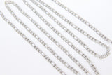 Stainless Steel Figaro Faceted Chain, Silver Chains 6 x 3 and 4 x 3 mm Links, Unfinished Jewelry Chains By the Yard