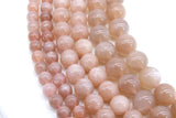 Natural Sunstone Beads, Smooth Round Pink Beige Beads BS #40, Genuine Grade A Sunstone sizes in 6 mm 8 mm 10 mm 15.75 inch FULL Strands
