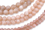 Natural Sunstone Beads, Smooth Round Pink Beige Beads BS #40