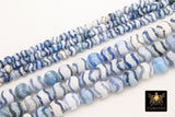 DZI Blue White Stripe Beads, Natural Tibetian Smooth Wavy Round Beads BS #5 - A Girls Gems