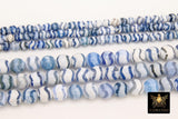 DZI Blue White Stripe Beads, Natural Tibetian Smooth Wavy Round Beads BS #5 - A Girls Gems