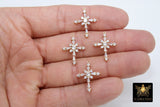 Gold Cubic Zirconia Cross, CZ Pave Cross for Necklaces #488, 17 x 23 mm Crucifix for Religious Rosary Jewelry