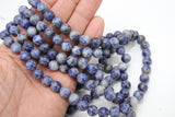 Natural Blue Spot Jasper Beads, White and Blue Smooth Round Beads BS #51, sizes 6 mm or 10 mm 15.75 inch Strands