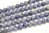 Natural Blue Spot Jasper Beads, White and Blue Smooth Round Beads BS #51, sizes 6 mm or 10 mm 15.75 inch Strands