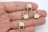 CZ Pave Mini Padlock Lobster Clasp, Gold Lock Clip #2344, Necklace Bracelet Keychain Claw Jewelry Findings