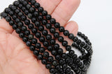 Natural Black Obsidian Beads, Smooth Shiny Round Black Beads BS #85, sizes 6 mm 8 mm 10 mm
