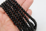 Natural Black Obsidian Beads, Smooth Shiny Round Black Beads BS #85, sizes 6 mm 8 mm 10 mm