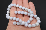 Natural Blue Lace Agate Beads, Smooth Round Light Blue and White Blended Beads BS #82, sizes in 10 mm 16 inch Strands