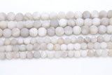 Natural White Agate Beads, Frosted Smooth Matte Agate Round Beads BS #36, sizes in 6 mm or 8 mm 15 inch Strands