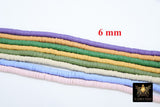 6mm Clay Flat Beads, Heishi beads in Polymer Clay Disc CB #86, Assorted Colors in FULL 16 inch Strands