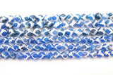 DZI Blue and White Beads, Natural Tibetian Smooth Round Band Beads BS #33 - A Girls Gems