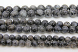 Natural Labradorite Beads, Smooth Shiny Round Black Gray Beads BS #34, size 6mm