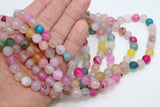 Natural Agate Beads, Faceted Pink Blue and White Agate Round Beads BS #81, Dragon Vein Beads sizes in 10 mm 14 inch Strands