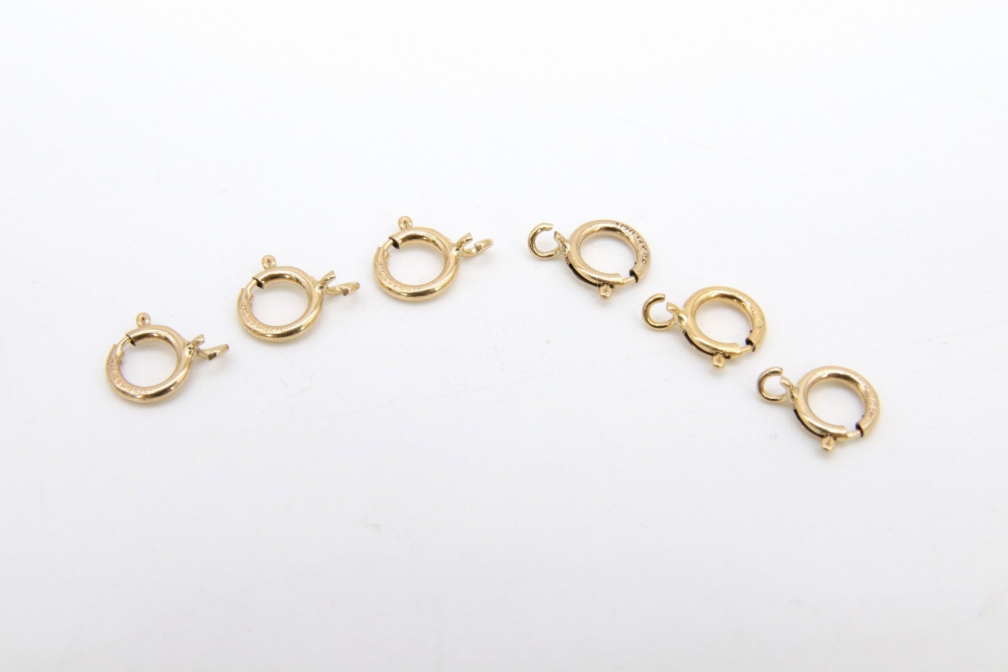 14 K Gold Filled Spring Ring Clasps, 6.0 mm Jewelry Findings #2118, Stamped 14 20 with Open Loop