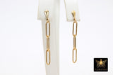 14 K Gold Filled Paperclip Chain Earrings, Rectangle Link Stud Posts, Gold Drop Dangle Earrings, Minimalist Earrings, Simple Gold Earrings