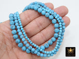 Blue Turquoise Beads, Round Matte Sea Blue Beads BS #66, Frosted Howlite Beads size 4 mm 6 mm or 8 mm