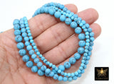 Blue Turquoise Beads, Round Matte Sea Blue Beads BS #66, Frosted Howlite Beads size 4 mm 6 mm or 8 mm