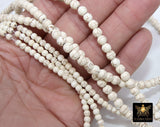 2 Strands White Turquoise Beads, Smooth Round White Beige Turquoise Beads BS #60, sizes in 4mm 6mm 8mm 10mm 15.3 inch Strands