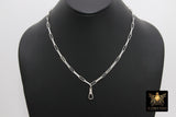 925 Sterling Silver Swivel Fob Wrap Necklace, Silver Drawn Rectangle Chain, Front Clasp Choker