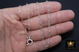 925 Sterling Silver Bracelet or Necklace, Single or Double Wrap Rectangle Drawn Cable Chain, Large Clasp