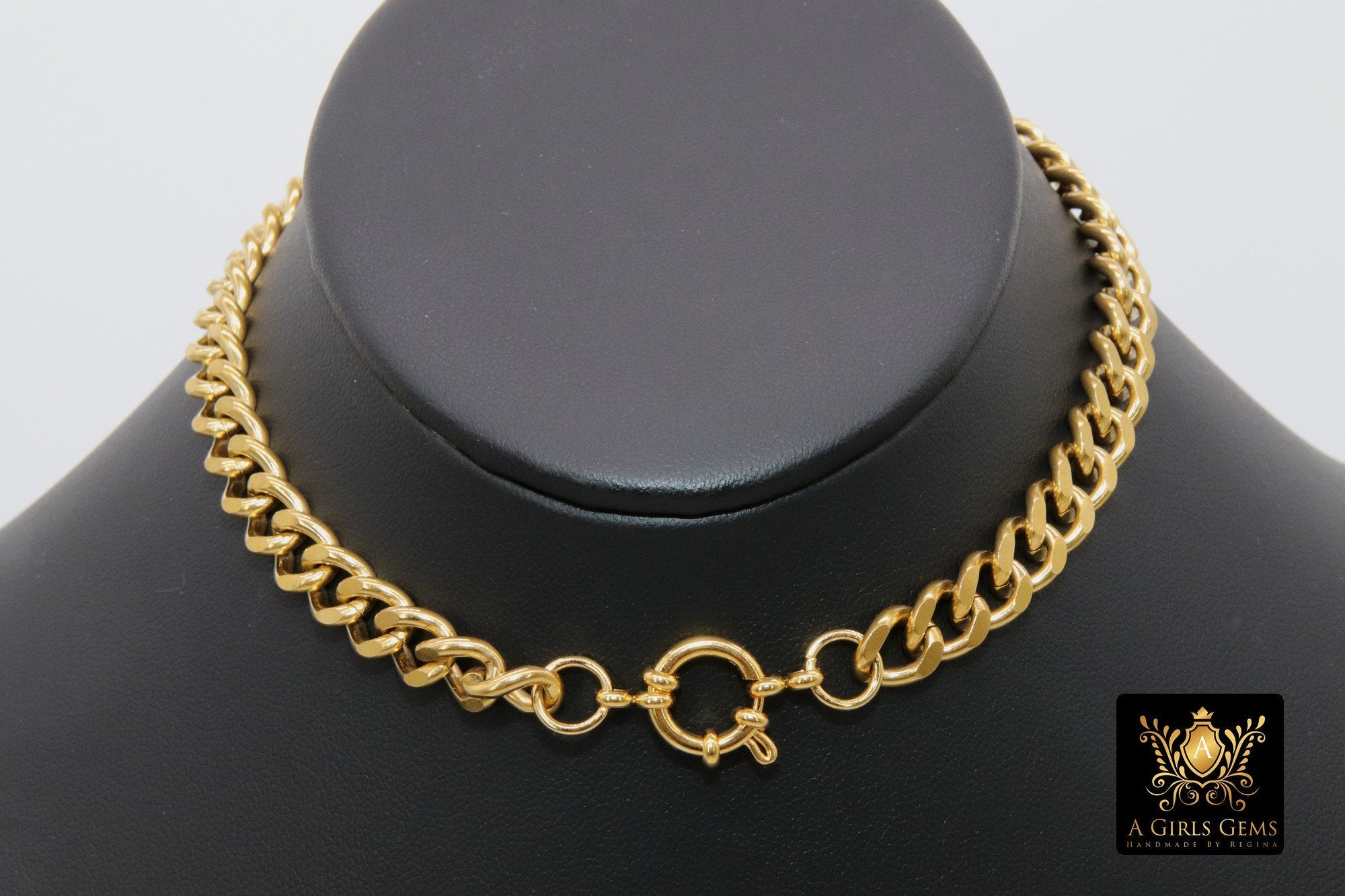 Gold Curb Chain Necklace, Stainless Steel Religious Necklace, St. Benedict Key or Cross, Fleur De Lei Cross - A Girls Gems
