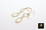 Clear Crystal Quartz Gold Earrings, 14 K Gold Filled Lever Back Hooks, Teardrop Leaf Gemstone Dangle Earrings - A Girls Gems