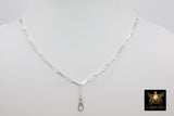 925 Sterling Silver Swivel Fob Wrap Necklace, Silver Drawn Rectangle Chain, Front Clasp Choker
