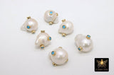 Genuine Pearl Beads, CZ Pave Baroque Pearl Beads, Large Oval Charms Freshwater Pearl