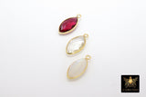 Clear Quartz Gold Charms, Moonstone Oval Marquis Leaf Shape Charms #2456, Pink Tourmaline Gold 925 Silver Gemstone Charms