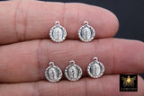 925 Silver Virgin Mary Charms, 14 mm Virgin Guadalupe #896, Blessed Rosary Charms