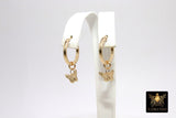 Gold Sand Dollar Hoop Earrings, 14 K Genuine Gold Filled Thick Hoop Dangle Beach Earrings #2136, 5 Sizes