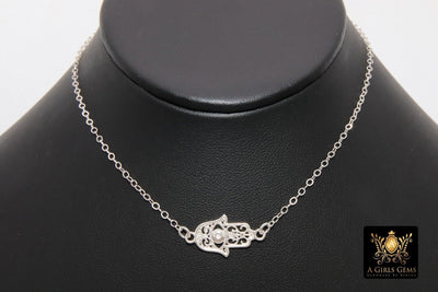 Silver Filigree Heart Chain Necklace, 925 Sterling Silver Dainty Chain Choker, Love Jewelry in Adjustable Length