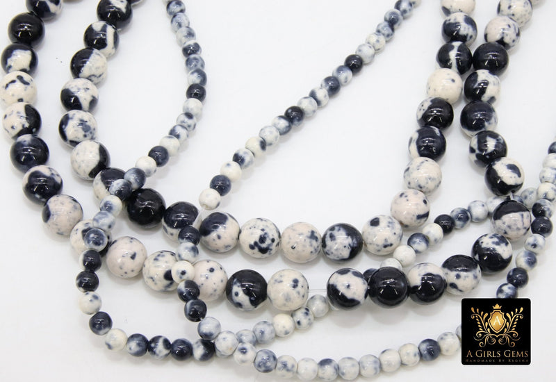 Black and White Beads, Black and White Dyed Pattern Boho Beads BS 