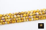 Purple and Gold Beads, Smooth Mixed Yellow Purple Jade Beads BS #97, LSU Jewelry Beads sizes 6 mm or 8 mm 15.75 inch Strands
