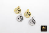Gold Black and White Round Charms, CZ Pave Yin Yang Disc Silver #179, Charm for Necklaces or Bracelet 11 x 13 mm