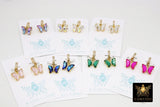 Gold Butterfly Earrings, CZ Huggie Hoop Ear Rings #654, High Quality Crystal Butterfly Huggies, 12 Color Choices - A Girls Gems