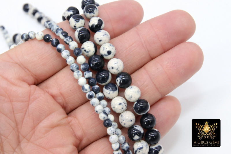Black and White Beads, Black and White Dyed Pattern Boho Beads BS 