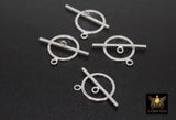 Large 925 Sterling Silver Toggle Clasp Set, 17 x 14 mm Toggle Ring #2662, 24 mm Flat T Bar Stamped 925 Clasps