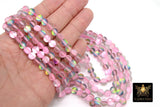 Soft Pink AB Beads, Smooth Multi Color Iridescent Beads BS #112, sizes in 8 mm 15.25 inch FULL Strands