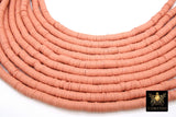 2 Strands 8 mm Clay Flat Beads, Clay Heishi beads in Polymer Peach Disc CB #118, Peach Rondelle