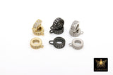 Gold Pave CZ Charm Connector Rings, Silver 2 Row CZS Big Hole Rings #69, Black or Rose Gold Large Hole Circle Beads
