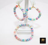 Heishi Beaded Initial Hoop Earrings, 14 K Gold Filled Hook Personalized Earrings #698, Colorful Monogram Beaded Bracelets
