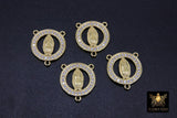 CZ Pave Mary Centers, Gold Cross Religious Connectors #569