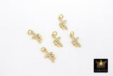 Double Cross Charms, 3 Pcs Micro Paved Tiny Gold Cross Charm #718, Minimalist Two Crosses 7 x 12 mm