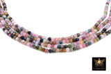 Natural Tourmaline Beads, Faceted Multi Mixed Tourmaline Beads BS #128, Genuine Jewelry Beads sizes 3 mm or 4 mm 15.5 inch Long Strands