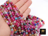 Fuchsia Mixed Color Agate Beads, Faceted Pink White Blue Marble Agate Dyed Beads BS #117, Jewelry Beads sizes 8 mm 15 inch Strands