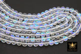 Clear AB Beads, Smooth Multi Color Iridescent Beads BS #109, sizes in 8 mm 15.25 inch FULL Strands