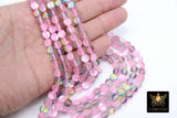 Soft Pink AB Beads, Smooth Multi Color Iridescent Beads BS #112, sizes in 8 mm 15.25 inch FULL Strands